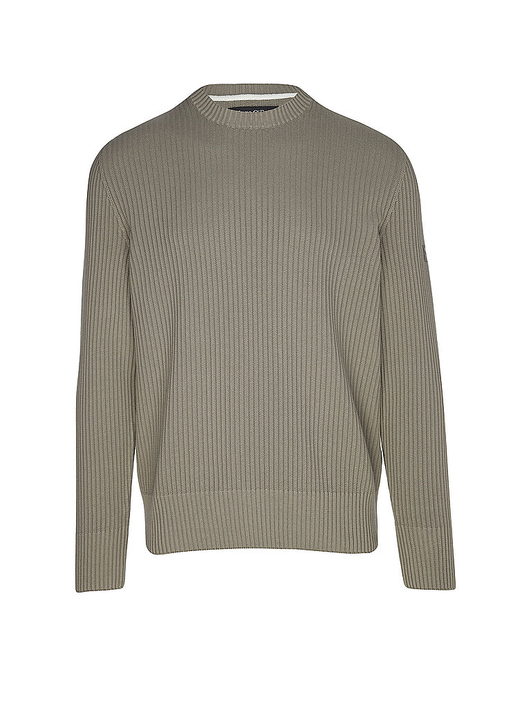 Rundhalspullover MARC O'POLO, Herren, Gr. L, cinder, Strick, Obermaterial: 100% Baumwolle, regular fit, Rundhals, Bündchen, Pullover Rundhalspullover, mit modischer Struktur
